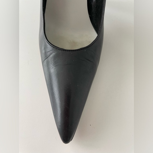 GIANFRANCO FERRE BLACK LEATHER HIGH HEELS SIZE EU37.5 US7.5 - Picture 9 of 16